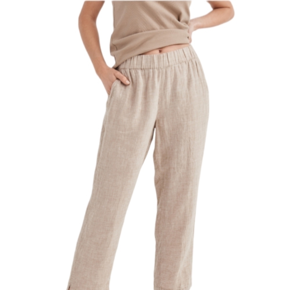 Talbots 100% Linen Wide Leg Boho Pants Womens 4 Petite Beach Lagenlook